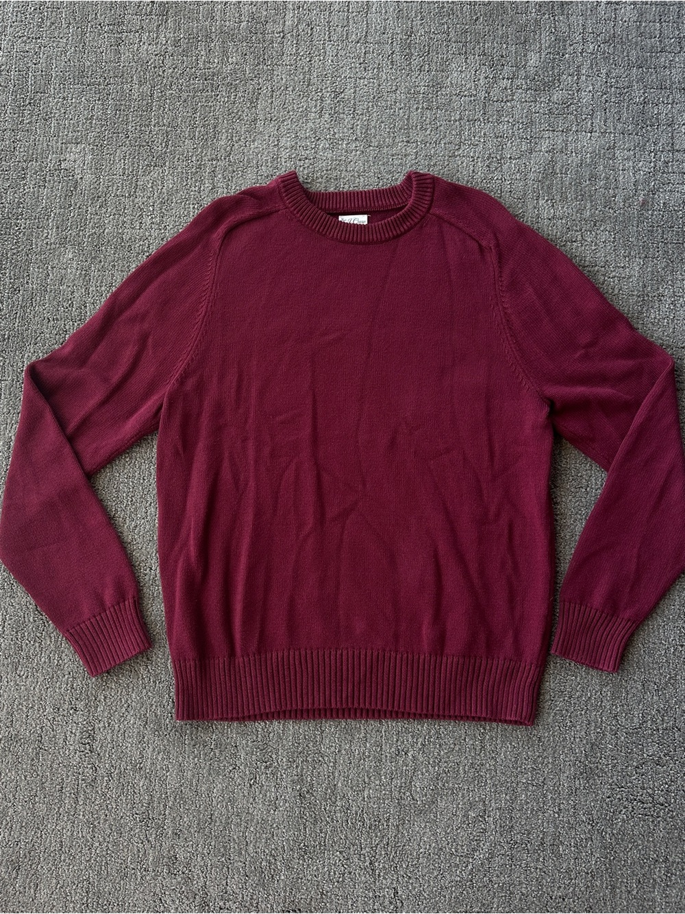 J. Crew Classic Crewneck Cotton Knit Sweater Burgundy Minimalist - L